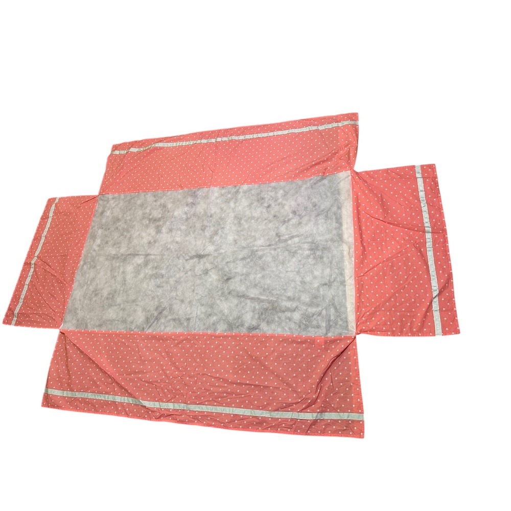 Cloud Island Crib Skirt Coral Pink Polka Dot Mint Green Trim Nursery Bedding